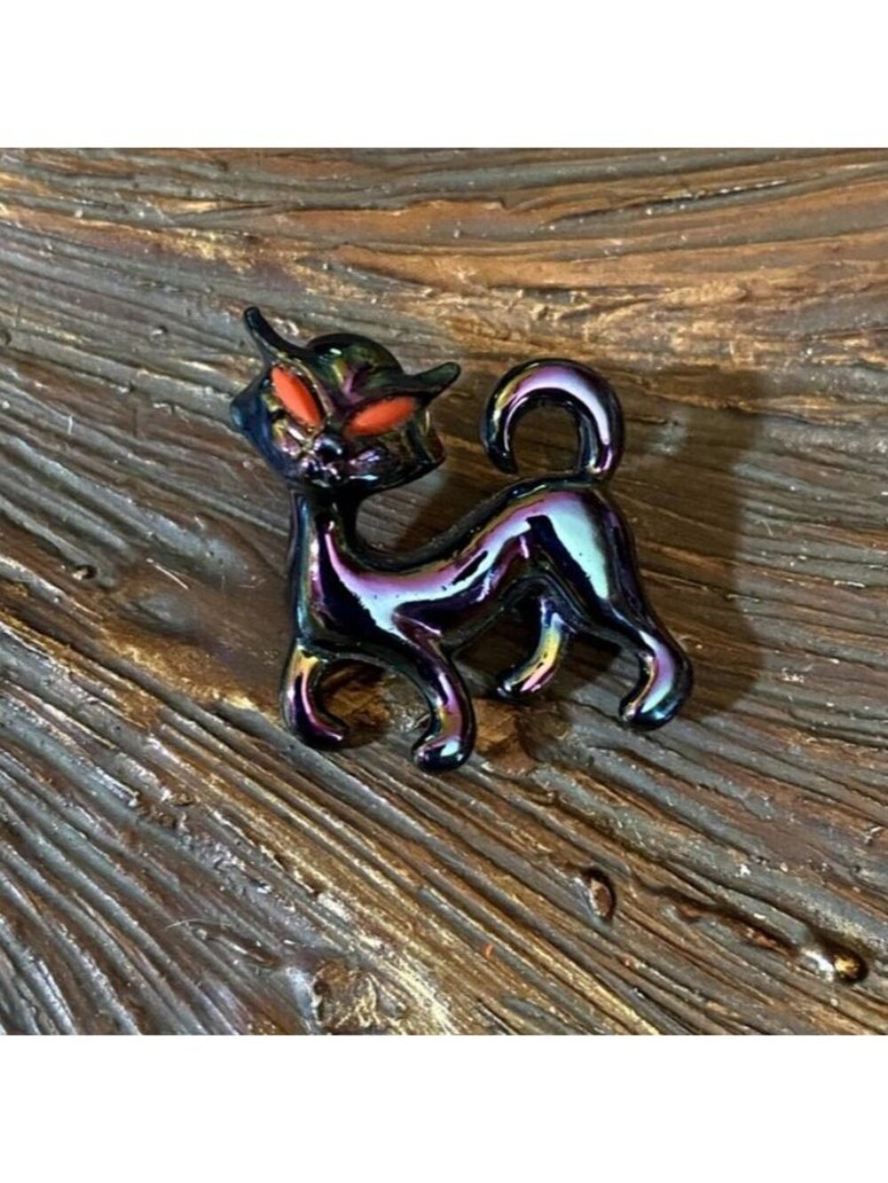 Set of 3 Opalescent Cat Brooches Kitty Figural Animal Pins Vintage - Picture 2 of 8